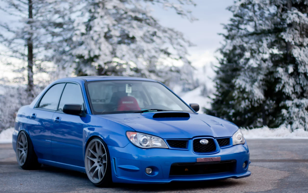 Subaru, голубой, зима