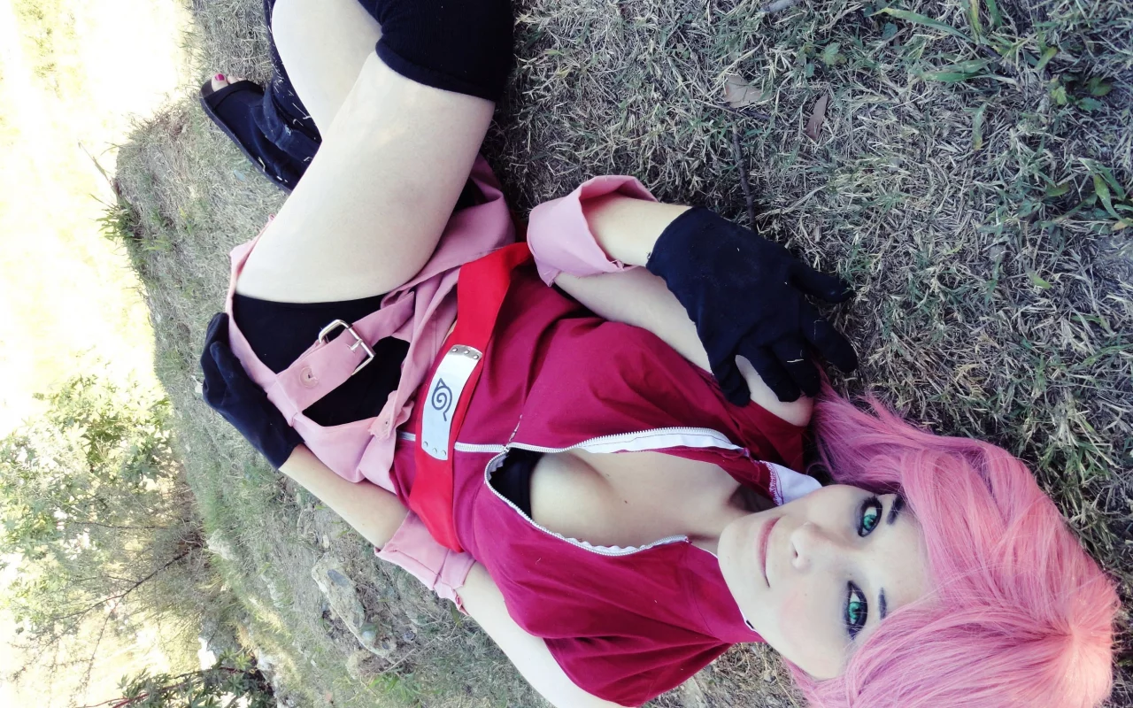 девушка, naruto, лежа, sakura haruno, косплей
