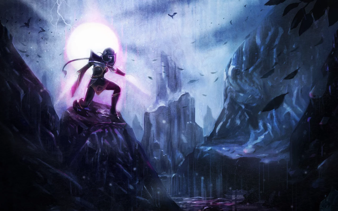 луна, dota 2, ночь, valve, templaer assassin, скалы