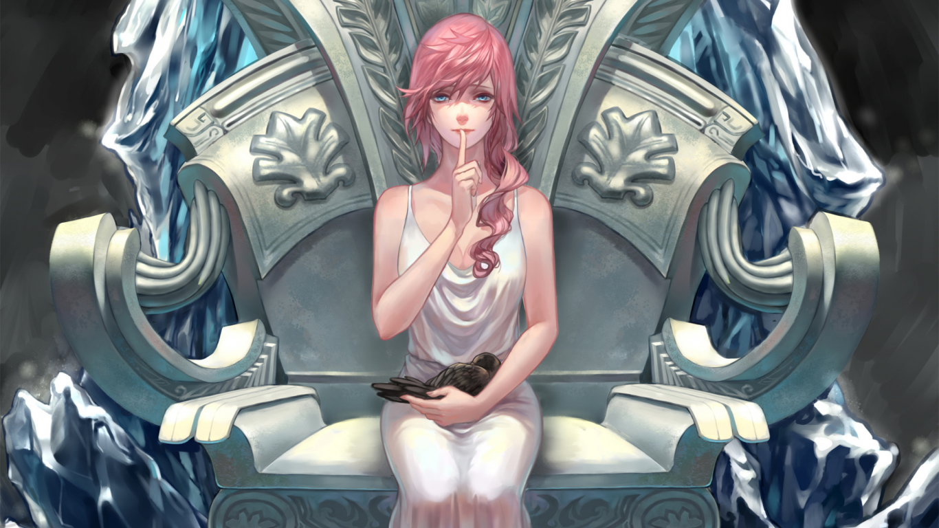 lightning farron, птица, xiii , арт, девушка, трон, final fantasy, жест, 13