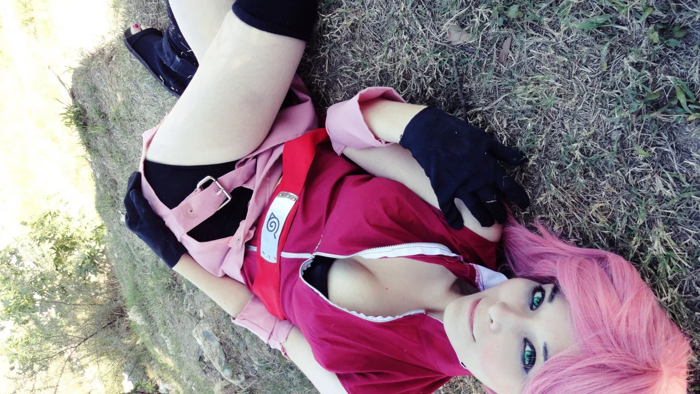 девушка, naruto, лежа, sakura haruno, косплей