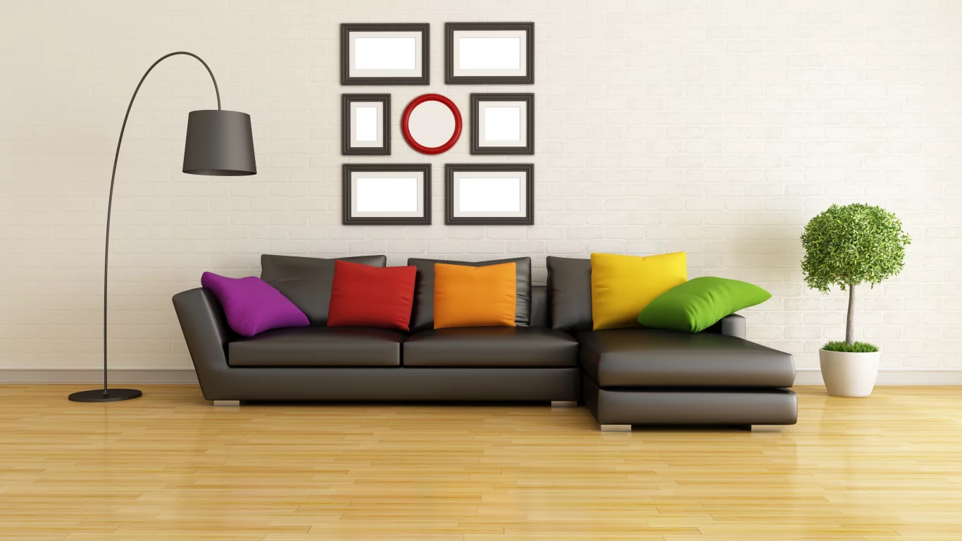 интерьер, lamb, stylish design, interior, couch , modern living room , pillows
