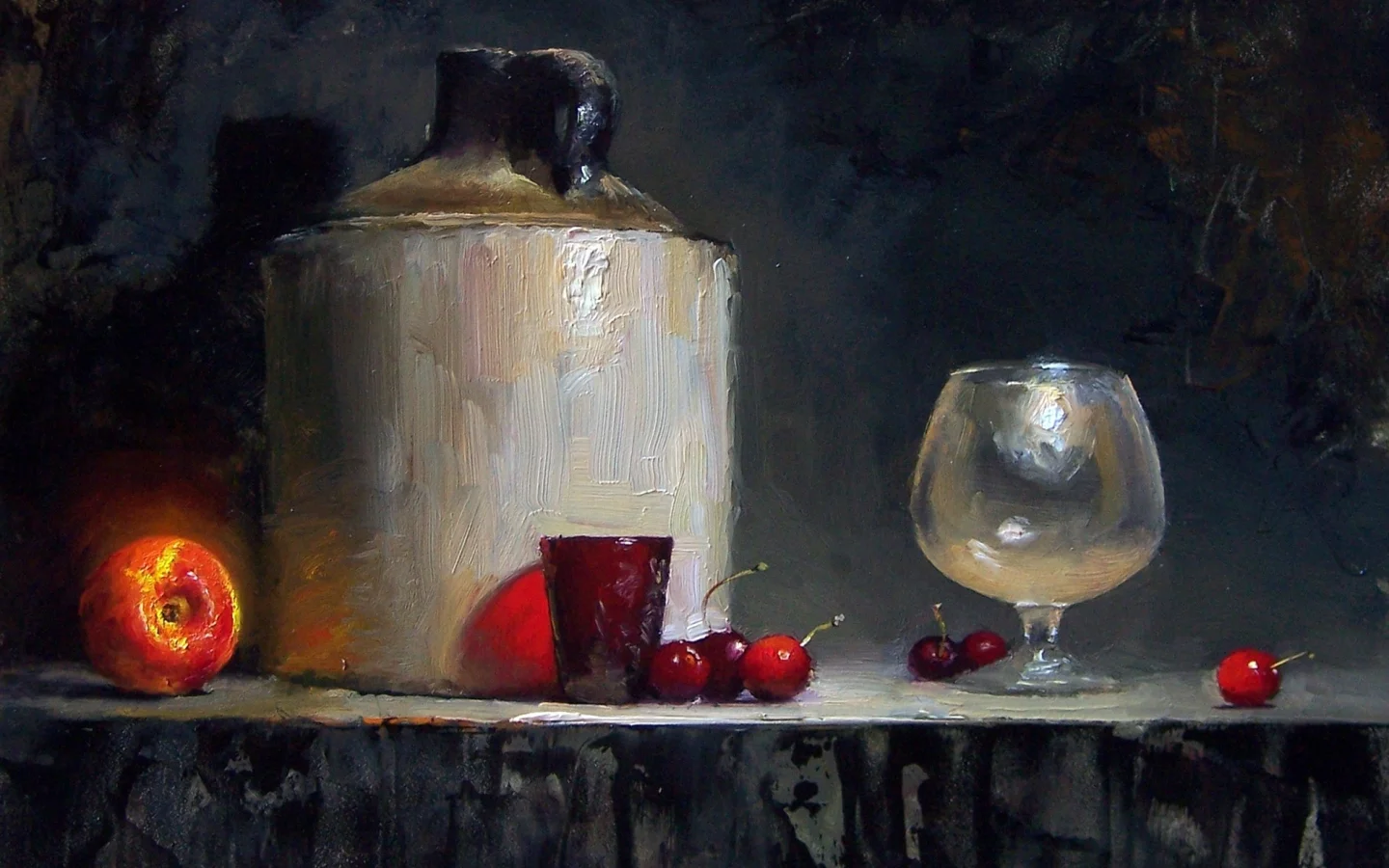 натюрморт, ягоды, стол, фрукты, david cheifetz, вишня, картина