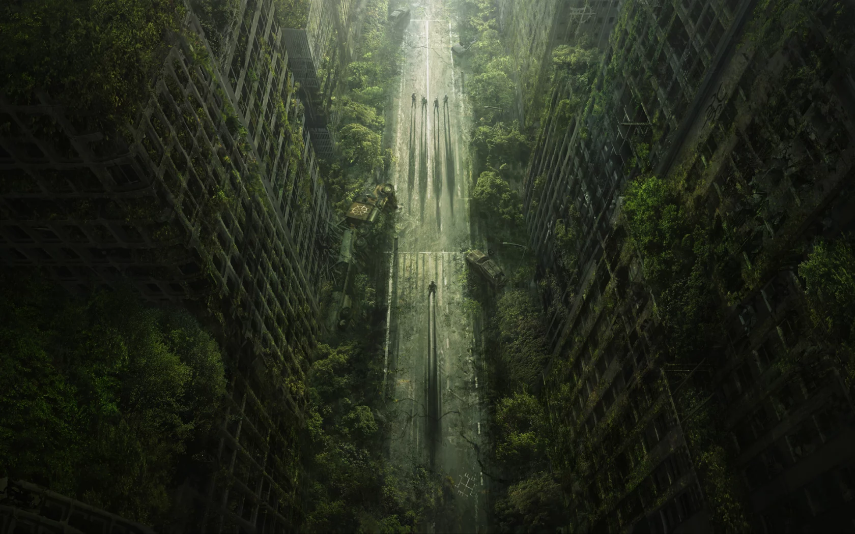 апокалипсис, wasteland 2, деревья, пустошь, дорога, город
