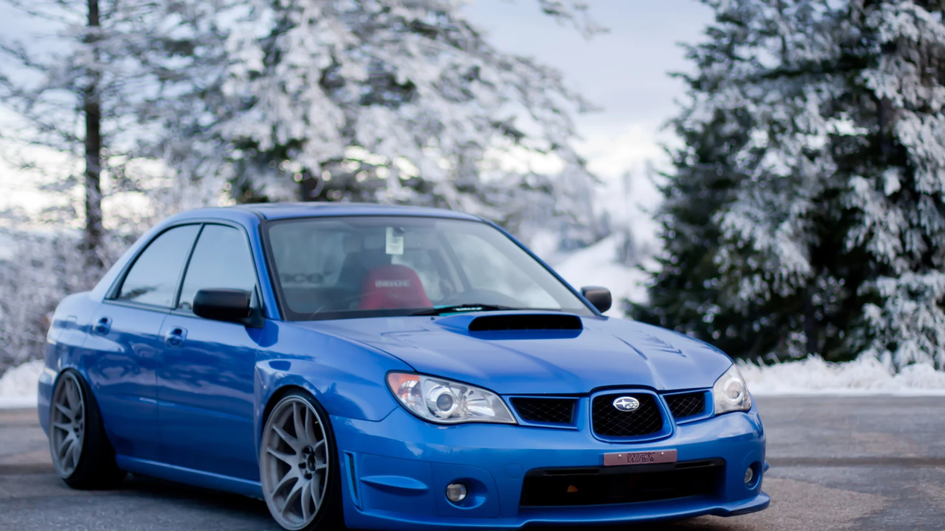 Subaru, голубой, зима