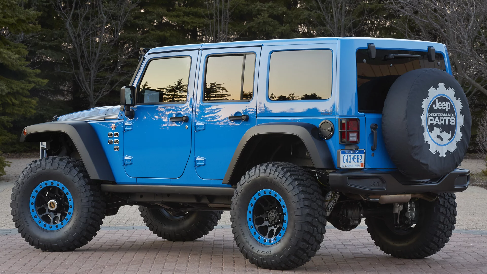 Jeep, голубой, тюнинг