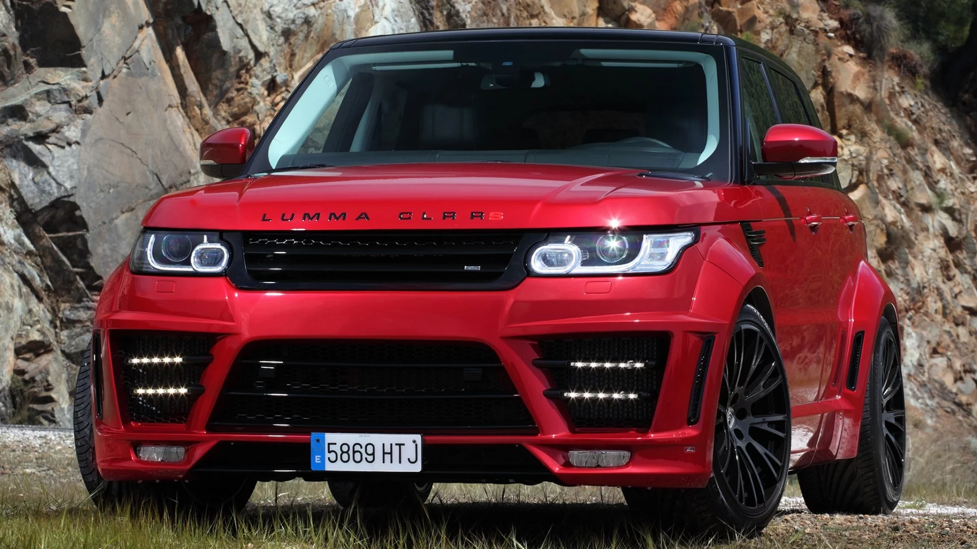 RANGE ROVER, красный, горы