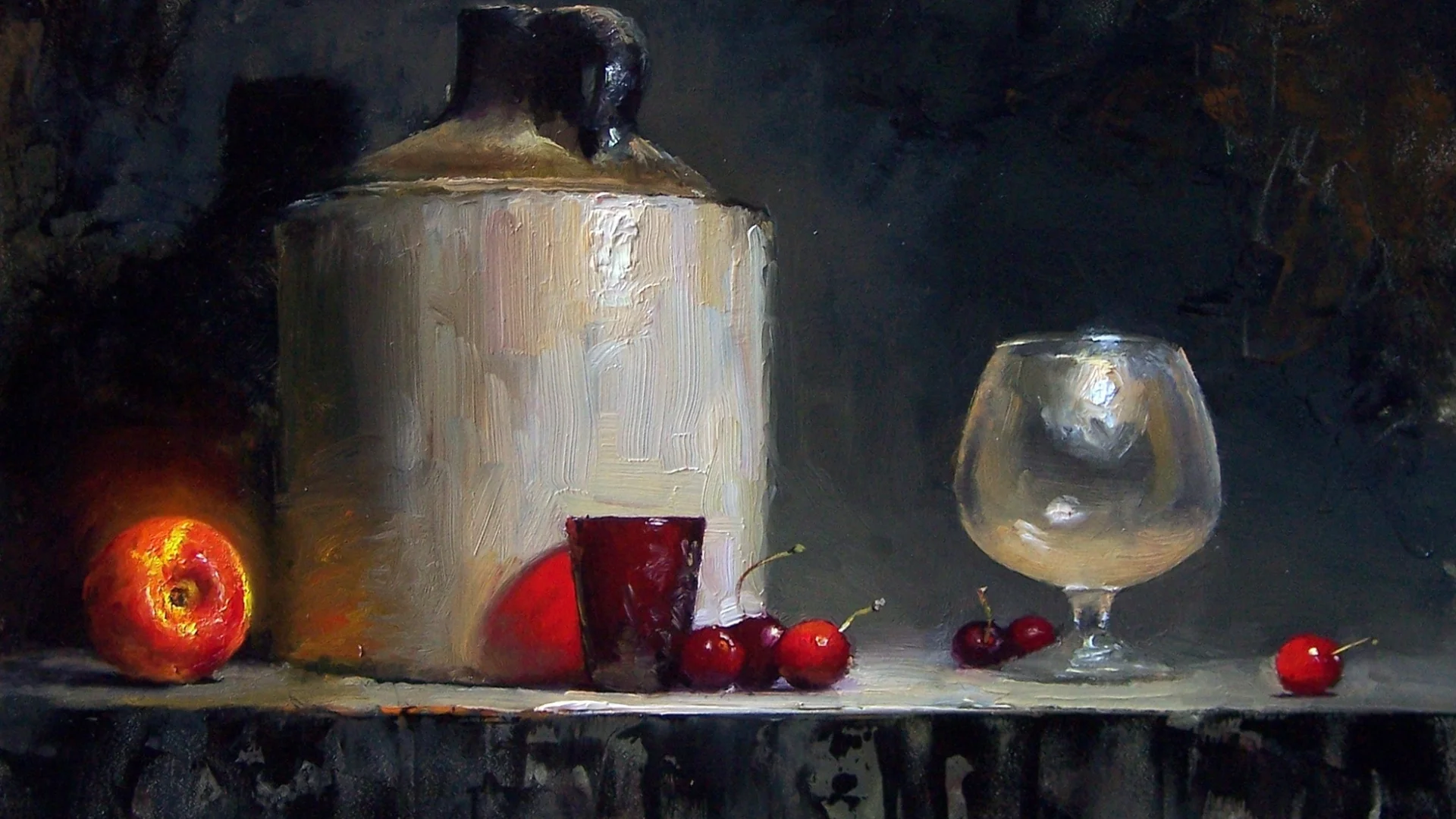 натюрморт, ягоды, стол, фрукты, david cheifetz, вишня, картина
