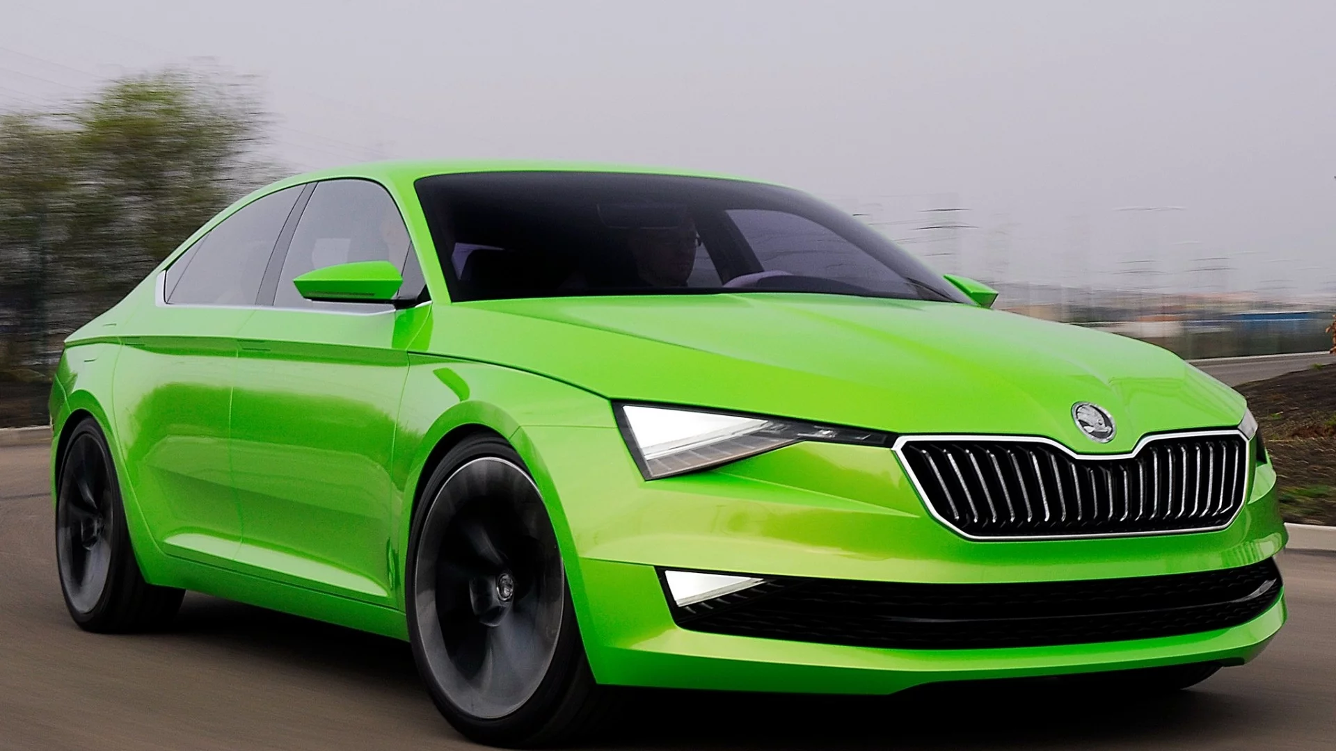 Skoda, салатовая, скорость