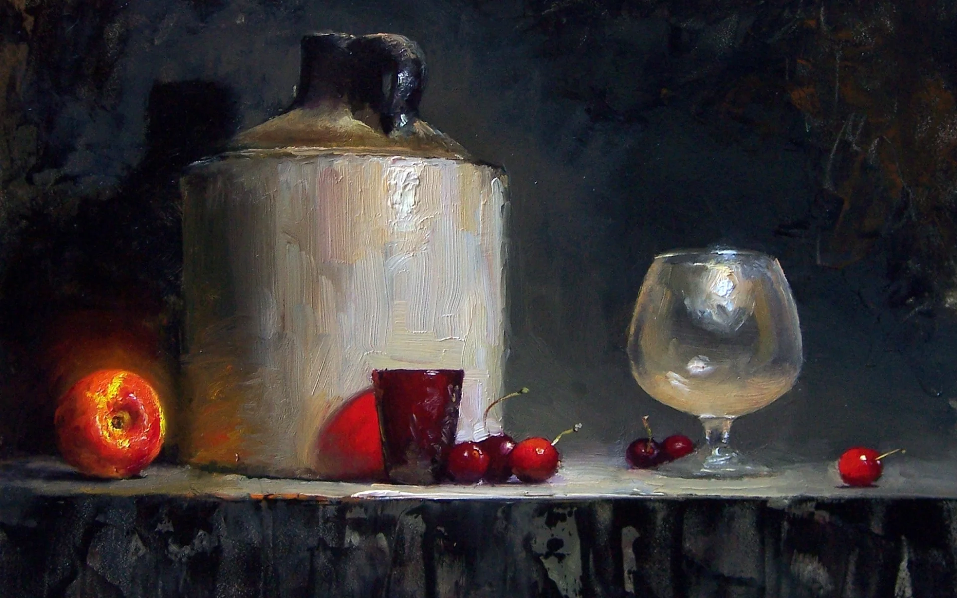 натюрморт, ягоды, стол, фрукты, david cheifetz, вишня, картина