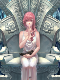 lightning farron, птица, xiii , арт, девушка, трон, final fantasy, жест, 13