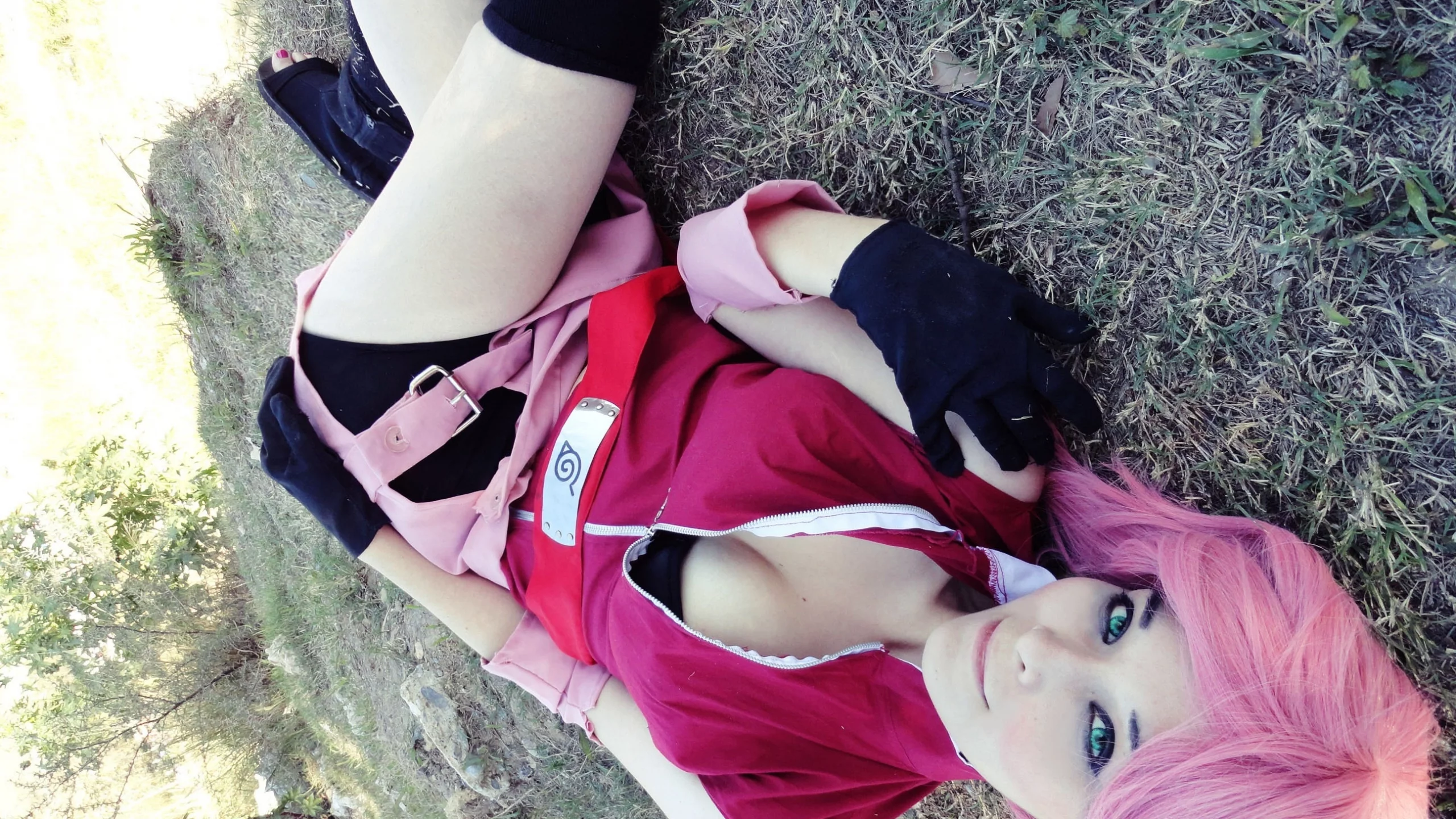 девушка, naruto, лежа, sakura haruno, косплей