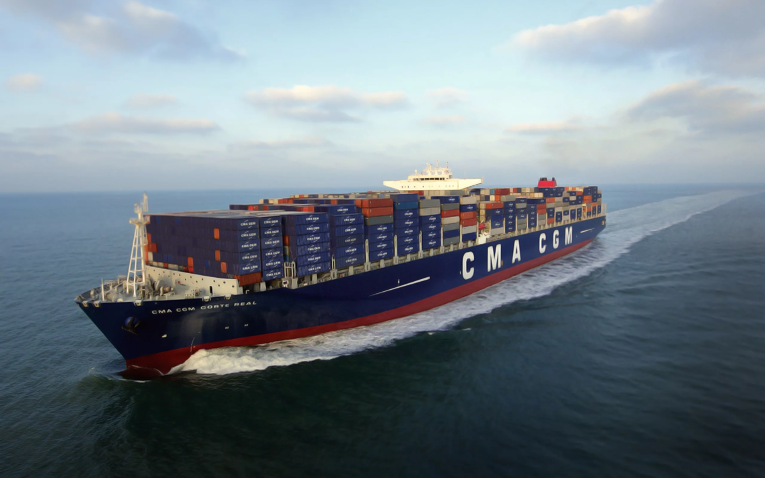 corte real, cma cgm, море, на ходу, контейнеровоз, бак, судно