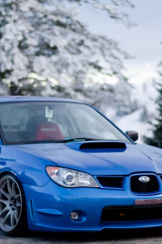 Subaru, голубой, зима