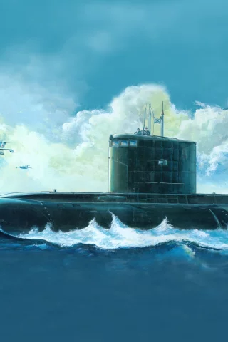 russian kilo class attack submarine, рисунок, арт
