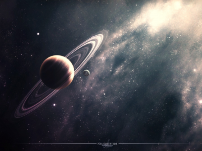кольца, туманность, звезды, планета, космос