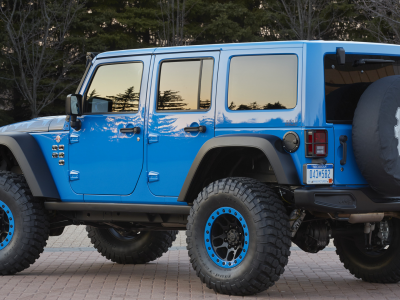 Jeep, голубой, тюнинг