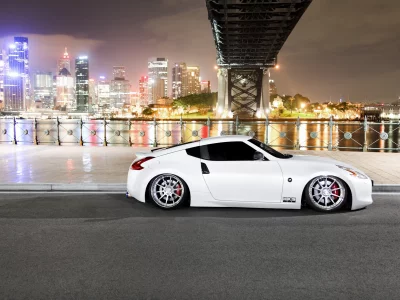 город, stance, река, тюнинг, ниссан, ночь, nissan 370z