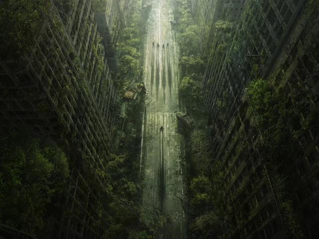апокалипсис, wasteland 2, деревья, пустошь, дорога, город