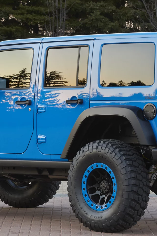 Jeep, голубой, тюнинг