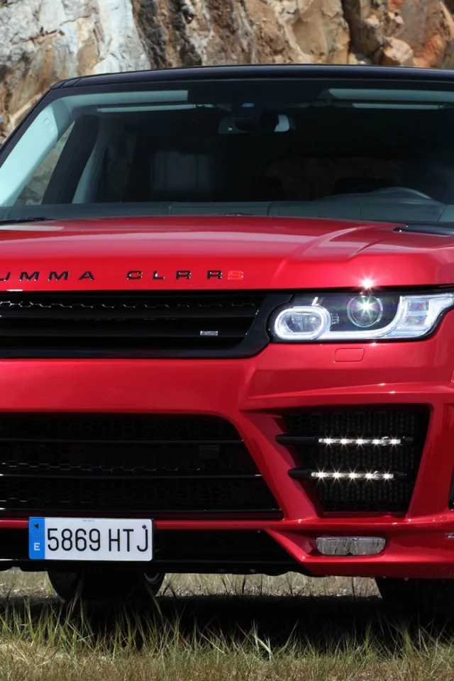RANGE ROVER, красный, горы