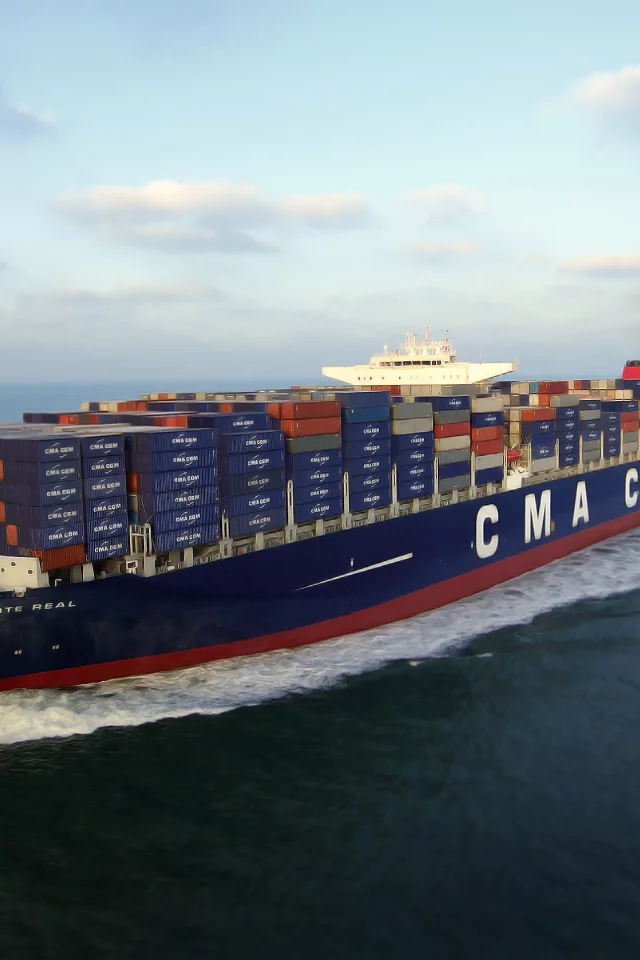 corte real, cma cgm, море, на ходу, контейнеровоз, бак, судно