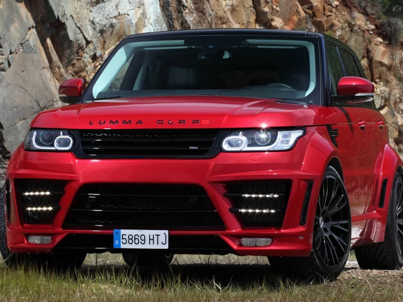 RANGE ROVER, красный, горы