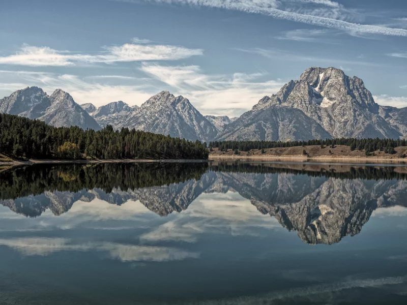 гранд-титон, grand teton national park, озеро, oxbow bend lake, горы, wyoming