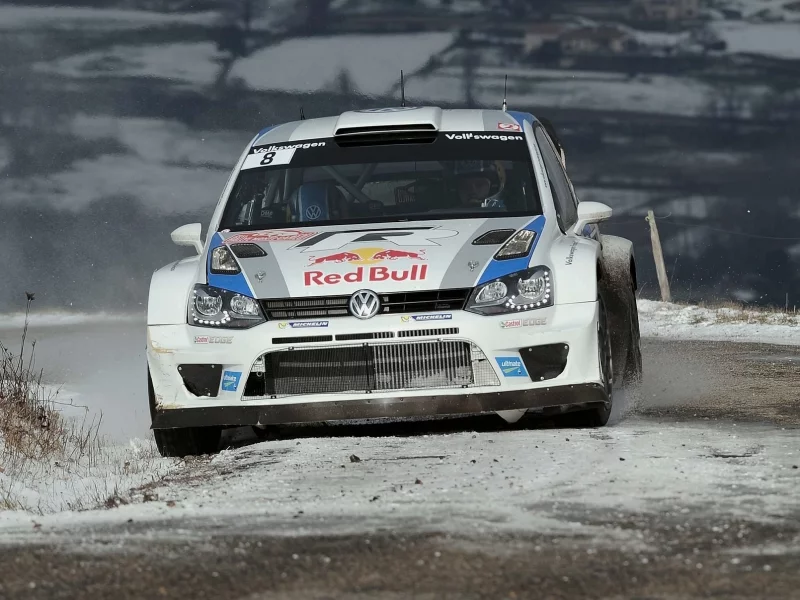 снег, wrc, ралли, передок, volkswagen, red bull, polo