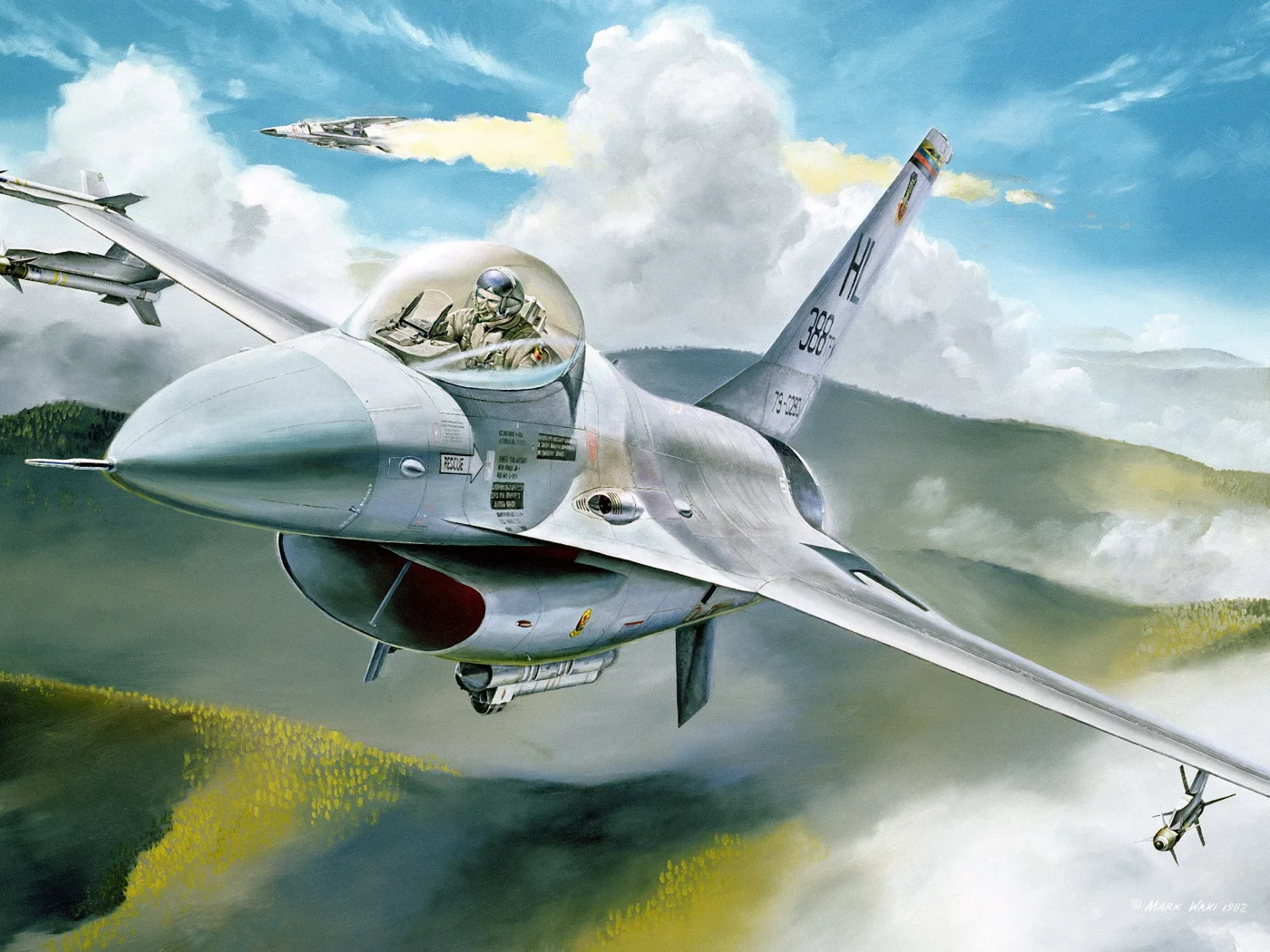 истребитель, самолет, авиация, ф-16, f-16, рисунок