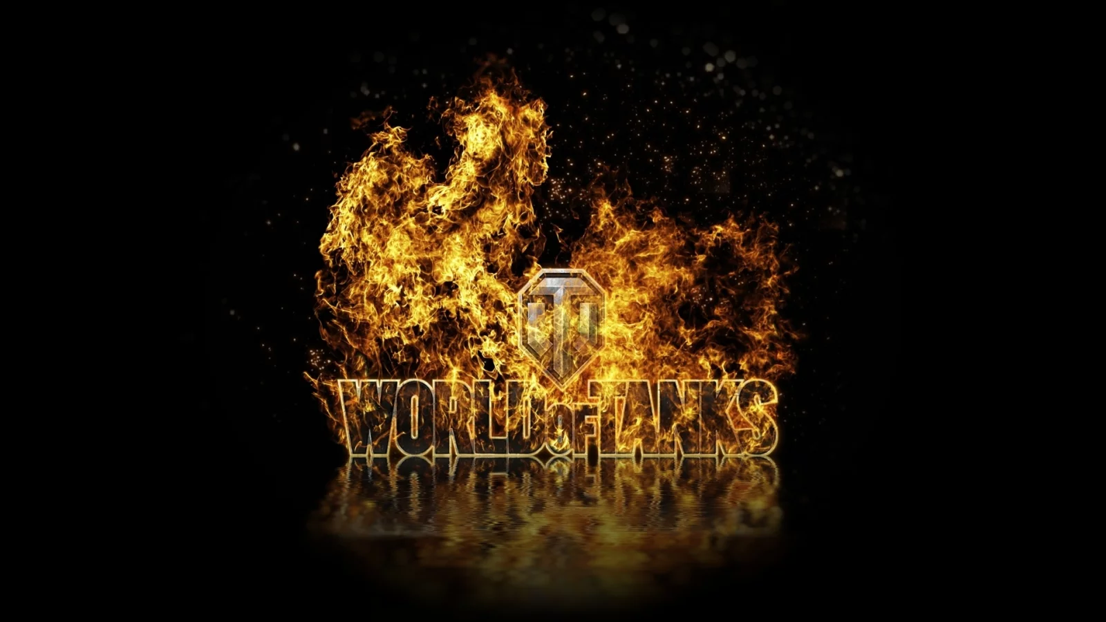 огонь, танки, wot, лого, world of tanks, мир танков, отражение