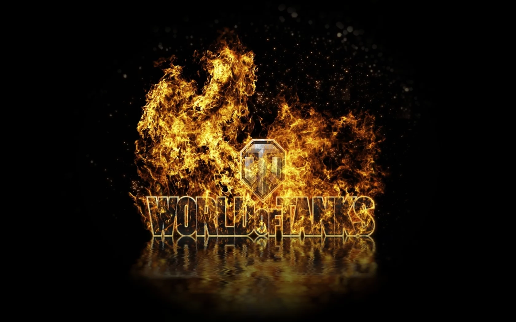 огонь, танки, wot, лого, world of tanks, мир танков, отражение