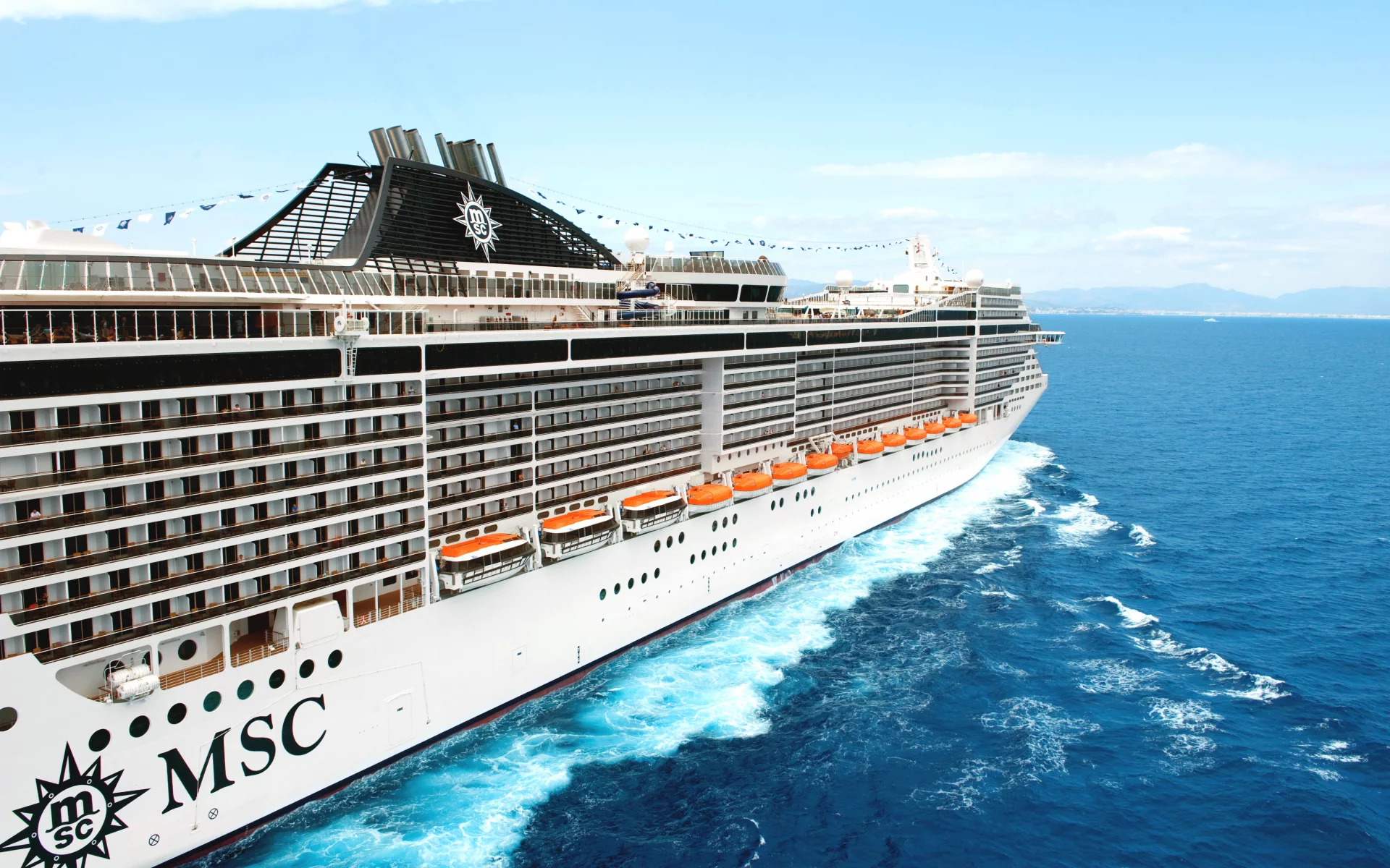 пассажирский, msc, корпус, белый, лайнер, судно, splendida
