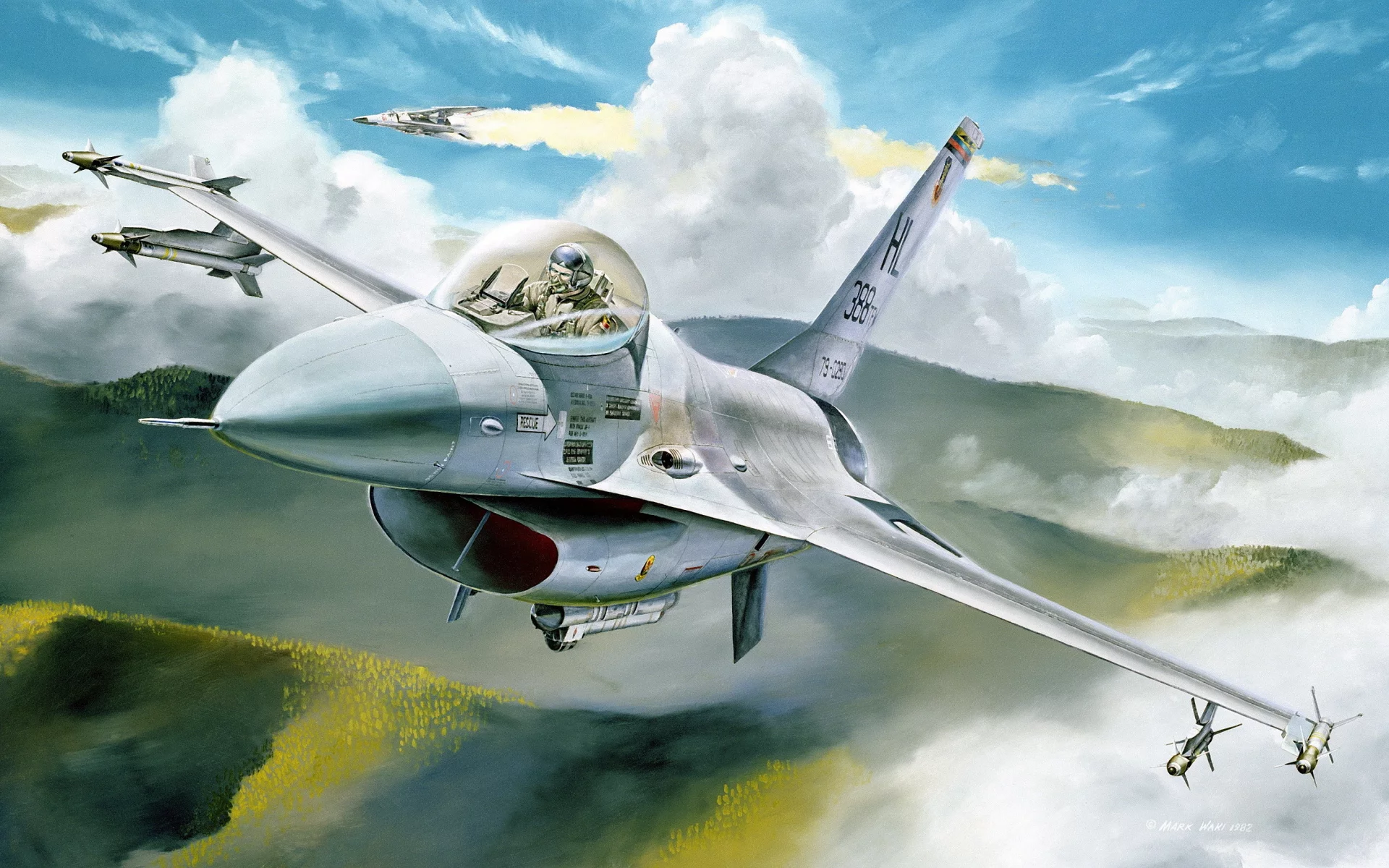 истребитель, самолет, авиация, ф-16, f-16, рисунок