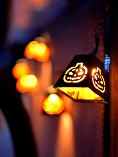 дверь, свет, хэллоуин, праздник, halloween, фонарь, огни