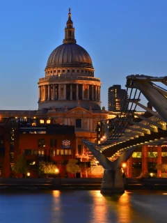 uk, england, twilight, англия, thames, millennium bridge, st pauls cathedral, london