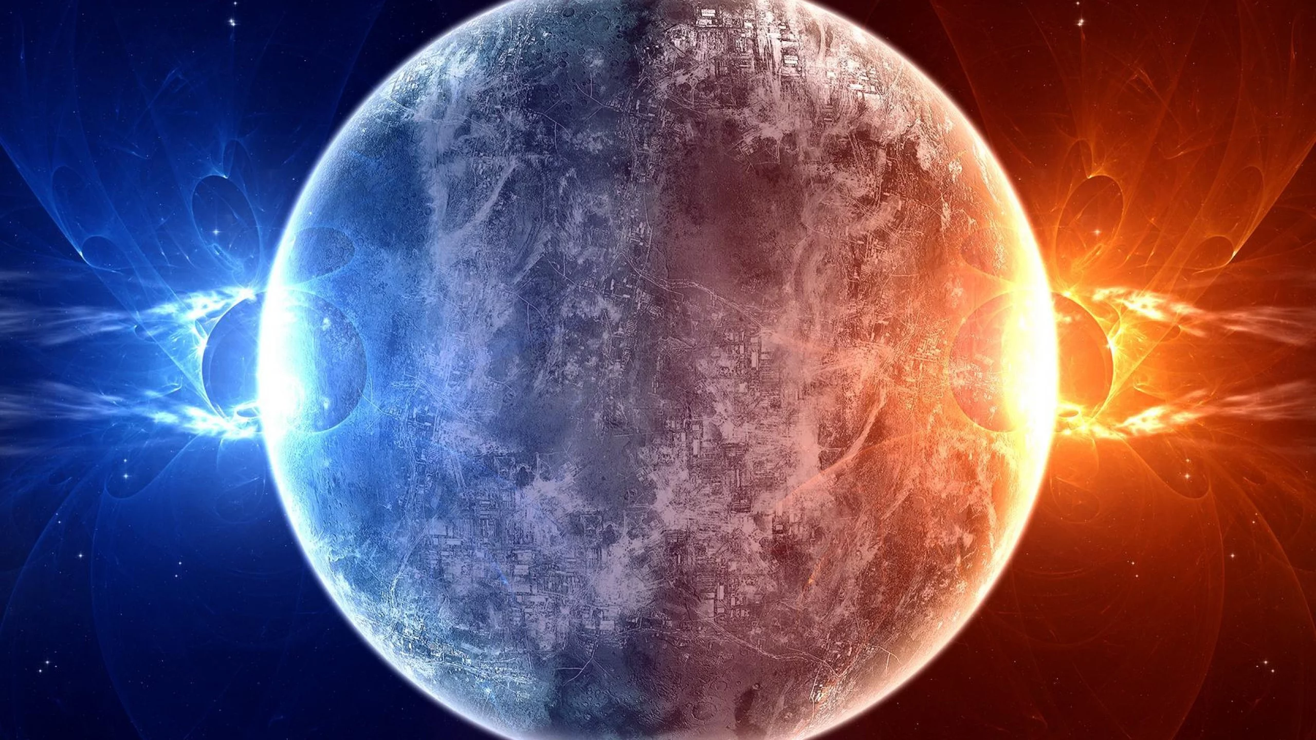 planet, blue, red, sci fi