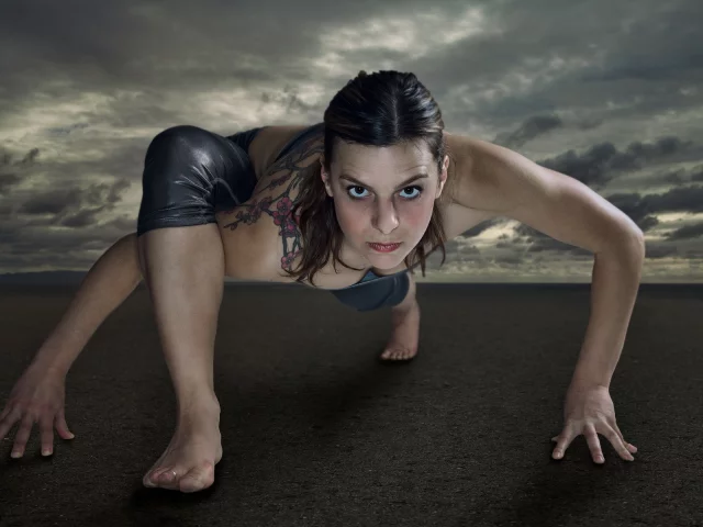 девушка, тренировка, crawl yoga