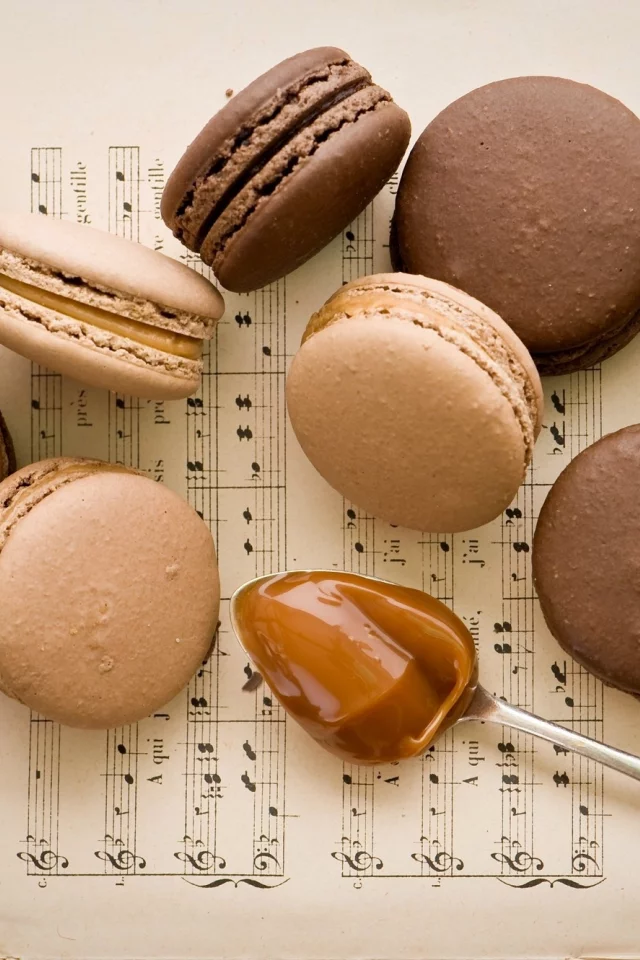 macaron, ложка, шоколадное, десерт, печенье, макарун