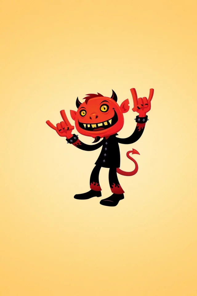 рога, heavy metal, красный, хвост, минимализм, улыбка, red devil