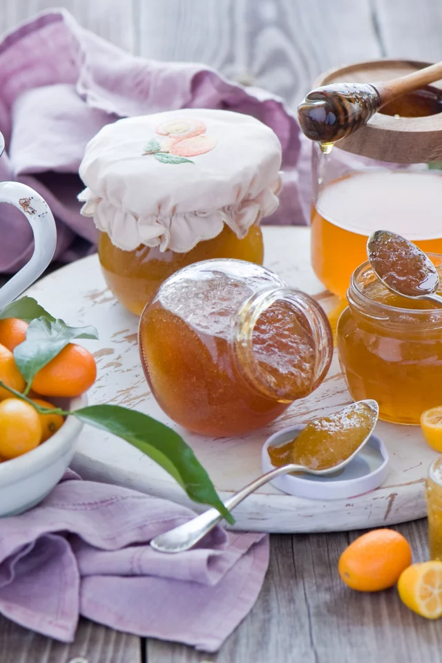 джем, мандарины, баночки, ложки, варенье, кумкват