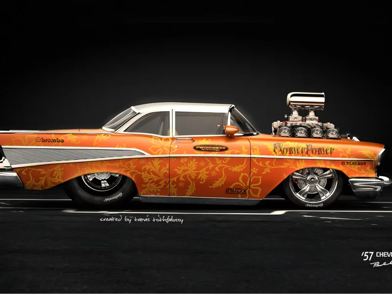 car, american muscle, hod rod, chevrolet bel air 57