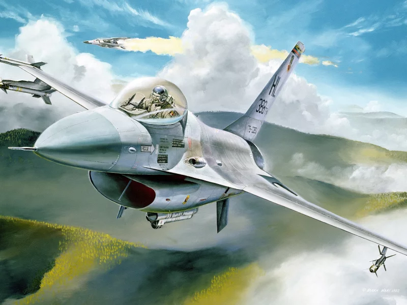 истребитель, самолет, авиация, ф-16, f-16, рисунок
