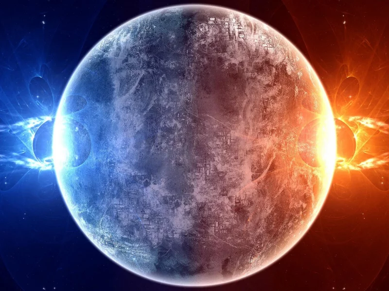 planet, blue, red, sci fi
