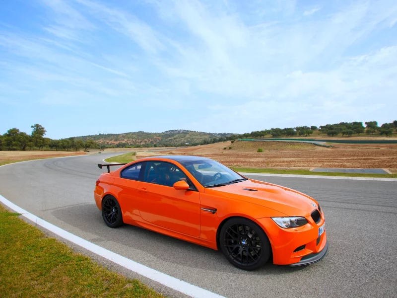 дорога, вид сбоку, gts, m3, bmw, авто, бмв, оранжевый, бумер