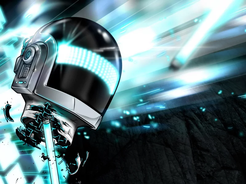 daft punk, люминесцентная лампа, шлем