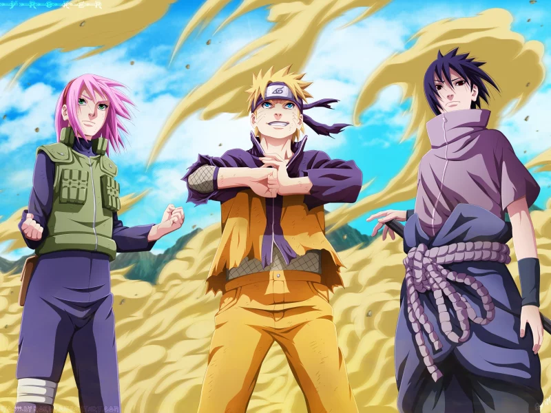 uzumaki naruto, art, uchiha sasuke, девушка, naruto999-by-roker, парни, haruno sakura