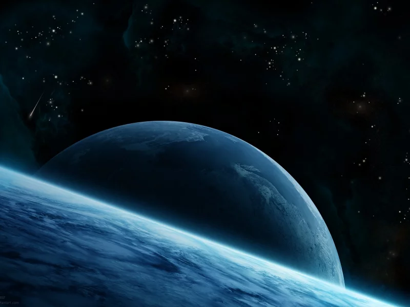 star, asteroid, blue, planet, sci fi