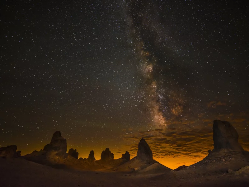 небо, usа, california, пустыня, ночь, скалы, звезды, trona
