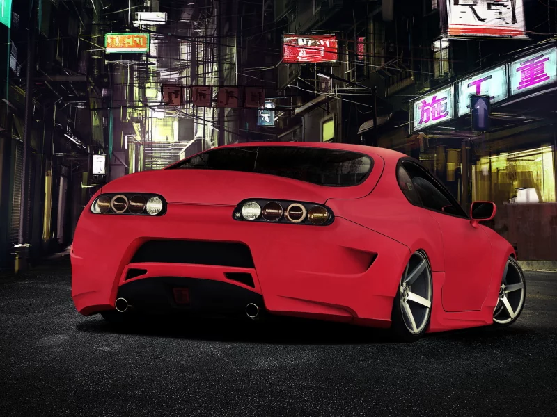 toyota supra, красная, тюнинг, тойота